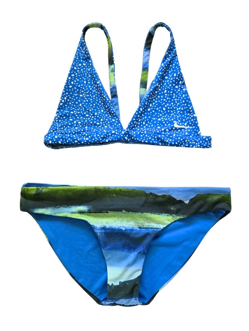 Nike Womens Adventure Reversible Bralette Bikini Top Scoop Bottom Pacific Medium